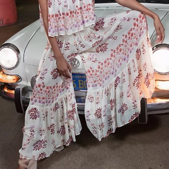 Free People Honey Child Size 4 Sheer Yellow Floral Boho Wide Leg Festival - Picture 3 of 17